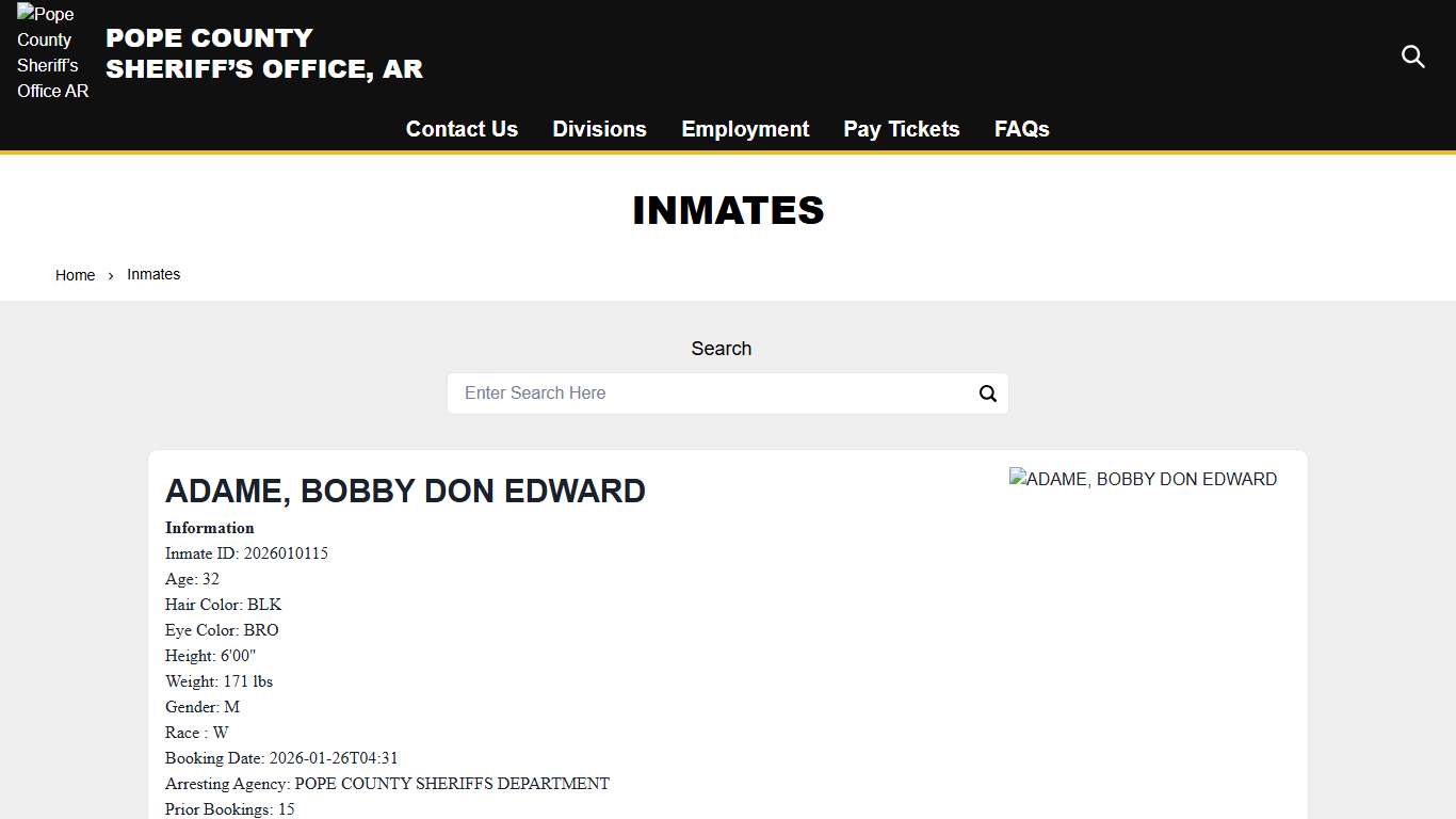 Inmates Pope County Sheriff’s Office AR