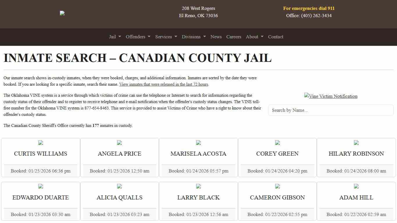 Inmate Search Canadian County Sheriff's Office
